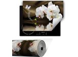 Copripiastra Copripiano Cottura In Ceramica 80X52 Cm Tappetino Antiscivolo Roll-Up, Orchidea