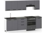 Küchenzeile Küchenblock moderne Küchenmöbel-Set Möbelsets 240 cm Graphit