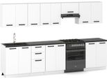 Küchenzeile Küchenblock moderne Küchenmöbel-Set Möbelsets 320 cm Weiß Matt