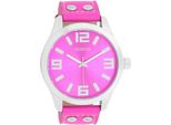 Quarzuhr OOZOO, pink, Armbanduhren, Damen, Armbanduhr, Damenuhr, Herrenuhr, Lederarmband, Ø 46mm
