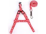 Pettorina Con Guinzaglio Per Cani E Gatti 150/2Cm Rosso