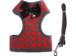 Pettorina Per Cani Con Guinzaglio - Rosso L