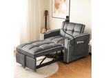 Divano Letto Merax Con Funzione Letto 3 In 1 Poltrona Lounge Con Porta Bevande E Porta Cellulare, Divano Reclinabile Estensibile, Grigio Scuro