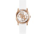 Quarzuhr GUESS ANNETTE, weiß, weiß, Armbanduhren, Damen, Armbanduhr, Damenuhr, Silikonarmband