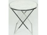 Tavolino Casa Padrino Argento / Bianco Ø 61 X H. 61 Cm - Tavolino Da Salotto Con Piano In Marmo Bianco