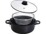 Excellent Houseware-Basic Friggitrice, Acciaio Al Carbonio, 21X9 Cm, 3,5 L, Nero