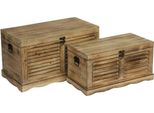 Casa Padrino Set Di 2 Cassapanche In Stile Country In Colori Naturali - Cassapanche In Legno Fatte A Mano Con Aspetto A Doghe