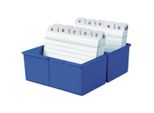 Han 977-14 Scatola Per Schede Din A7 Orizzontale - Per 300 Schede Con Cerniera In Acciaio, Blu