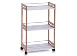 Mensola Per Mobili Da Bagno Zeller, Mdf/Bambù/Metallo, 51X30X81 Cm, Bianco/Marrone