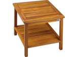 Casaria® Tavolino Da Giardino 45X45X45Cm Portata 80Kg 2 Ripiani Tavolo Da Balcone Tavolo Da Caffè Tavolo Piccolo Legno Acacia Tavolino Estreno Legno