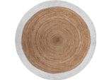 Tappeto In Iuta Con Bordo Bianco D 120 Cm - Atmosphera CréAteur D'intéRieur