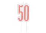 Candela Di Compleanno Nobile 50 Bianco-Rosa - Taglia Unica