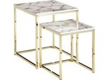 Finebuy Tavolino Di Design Set Di 2 Tavolino Quadrato Effetto Marmo Tavolino Da 2 Pezzi Struttura Del Tavolo Metallo Tavoli Da Soggiorno Piccoli Set Di Tavoli Moderni Tavoli Quadrati