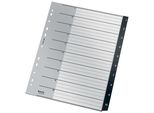 Leitz 1208-00-00 1208 Cartella Indice Di Riciclo - 1-10, A4 Extra Large, Pp, 10 Fogli, Nero
