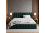 Gutto Letto Imbottito 120 X 200 Cm Letto Imbottito In Velluto Verde Con Contenitore E Griglia A Doghe In Metallo