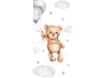 Telo Da Spiaggia Telo Da Doccia Telo Da Bagno Asciugamano Bambini Palloncini Teddy Stelle 70 X 140 Cm 100% Cotone