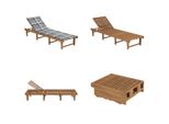 Vidaxl Lettino Prendisole Pieghevole Con Cuscino In Legno Massiccio Di Acacia - Lettino Prendisole - Lettini Prendisole In Legno - Lettini Prendisole In Legno