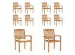 Vidaxl Sedie Da Giardino Impilabili Con Cuscino 4 Pz. Legno Massiccio Teak - Sedia Da Giardino - Sedie Da Giardino - Sedia Di Legno - Sedie Di Legno