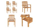 Vidaxl Sedie Da Giardino Impilabili 4 Pz. Legno Massiccio Teak - Sedia Da Giardino - Sedie Da Giardino - Sedia Di Legno - Sedie Di Legno