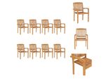 Vidaxl Sedie Da Giardino Impilabili 8 Pz. Legno Massiccio Di Teak - Sedie Da Giardino