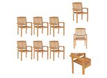 Vidaxl Sedie Da Giardino Impilabili 6 Pz. Legno Massiccio Di Teak - Sedie Da Giardino