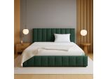 Letto Imbottito Gutto Verde 180X200 A Doghe Metalliche In Tessuto Boucle Teddy Di Qualità Con Box Letto E Contenitore