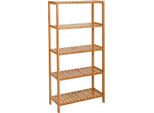 Scaffale Da Bagno In Bambù, 5 Ripiani, Naturale, 60X26X130 Cm