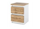 Comodino Con Cassetti, Comodino Moderno In Rovere Bianco 30 X 30 Cm