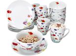 12 Pezzi Set Colazione Marie Porcellana 6 Pers Piatto Tazza Tazza Fiori