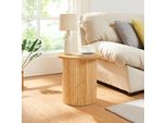 Tavolino 'Ledepid' 40 X Ø40 Cm Con Piano Sporgente In Bambù Tondo + Mdf Nature