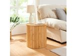 Tavolino 'Ledepid' 40 X Ø40 Cm Piano D'appoggio Con Sporgenza Discreta Rotondo Bamboo + Mdf Nature