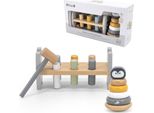 Viga Polarb Set Piramide Di Legno + Pinguino Montessori Martello Battente