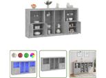 The Living Store Credenza Con Luci Led Grigio Cemento 202X37X100 Cm