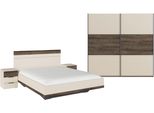 Schlafzimmer-Set RAUCH Komplettschlafzimmer Schlafzimmer Schlafzimmermöbel SAJO, beige (champagner, atlantic oak dunkel), Ohne Spiegel + ohne Matratze, B/H: 160cm x 200cm, Holzwerkstoff, Schlafzimmermöbel-Sets, optional mit Spiegel am Kleiderschrank MADE IN GERMANY
