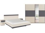 Schlafzimmer-Set RAUCH Komplettschlafzimmer Schlafzimmer Schlafzimmermöbel SAJO, beige (champagner, graumetallic), Mit Spiegel + ohne Matratze, B/H: 180cm x 200cm, Holzwerkstoff, Schlafzimmermöbel-Sets, optional mit Spiegel am Kleiderschrank MADE IN GERMANY