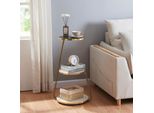 Tavolino 'Sipoo' 74X46X37Cm Effetto Marmo Bianco / Effetto Marmo Nero