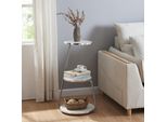 Tavolino 'Sipoo' 74X46X37Cm Effetto Marmo Bianco