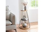 Tavolino 'Sipoo' 74X46X37Cm Effetto Noce / Effetto Marmo Nero
