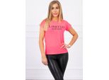 Kesi T-Shirt Stampata Da Donna Denzel Rosa Neon E Nero Universale