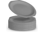 Confezione Da 16 Pezzi Piatto Di Plastica Riutilizzabile In Plastica Pp Resistente Alla Rottura - Senza Bpa - Lavabile In Lavastoviglie (Ø23Cm / Grigio) Piatto Per Feste, Bambini, Campeggio E Picnic