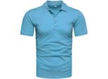 Recea T-Shirt Da Uomo Con Colletto Kulgha Blu Chiaro Xxl