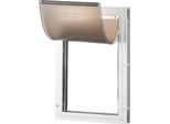 Porta Per Animali Domestici Succebuy, Telaio In Alluminio 13,27" X 20,04"" Con Serratura E Sportello, Resistente Alle Intemperie (Bianco-L)"