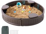 Succebuy Sabbiera Con Coperchio, Sabbiera Rotonda Da 47,2 X 9,1 Pollici, Sabbiera In Hdpe Con 3 Sedili Angolari E Fodera Di Fondo Per Esterni, Cortile, Spiaggia, Parco, Regalo Per Ragazzi E Ragazze 3-12
