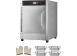 SucceBuy 4-stufiger Warmhalteschrank aus Edelstahl für Speisen – Einzeltür, Wasserschale, verstellbare Ablagen. Ideal zum Warmhalten von Pizza und Hühnchen in Restaurants.