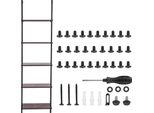 Succebuy Scaffale Industriale A 5 Livelli In Tubi Quadrati, Scaffale Di Stoccaggio Nero, Porta Minuteria, Rustico, Scaffale Galleggiante In Legno Per Montaggio A Parete, Supporto, Scaffale Espositivo Per Vari Ambienti