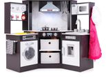 Costway Cucina Per Bambini In Legno, Cucina Da Gioco Con Cofano Aspirante, Sistema Di Circolazione Dell'acqua, Luci E Suoni, Angolo Cucina In Legno Per Bambini 3+, Marrone