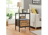 Comodino 'Luniehti' Tavolino 58 X 40 X 33 Cm Bambù + Mdf Con Struttura In Metallo Nero/Natura