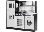 Cucina Per Bambini Costway Con Luci E Suoni, Cucina Giocattolo In Legno Con Accessori Da Cucina Per Bambini A Partire Da 3 Anni Nero