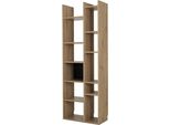 BüCherregal Gami "Craft", Braun (Artisan Eiche Nachbildung), B:75Cm H:209Cm T:35Cm, Holzwerkstoff, Regale, BüCherregal, BüCherregal Mit 4 RegalböDen Und 6 AblagefläChen