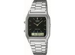 Chronograph Casio Vintage, Silber (Silberfarben, Schwarz), Armbanduhren, Damen, Chronograph, Quarzuhr, Armbanduhr, Damenuhr, Herrenuhr,Digitaluhr, Edelstahlarmband